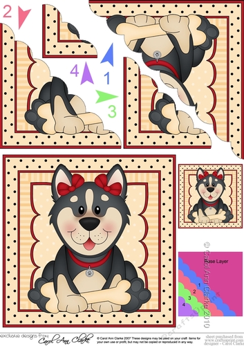Cute Little Husky Dog Scalloped Corner Stacker