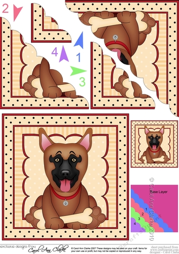 Cute Little German Shepherd Dog Scalloped Corner Stacker