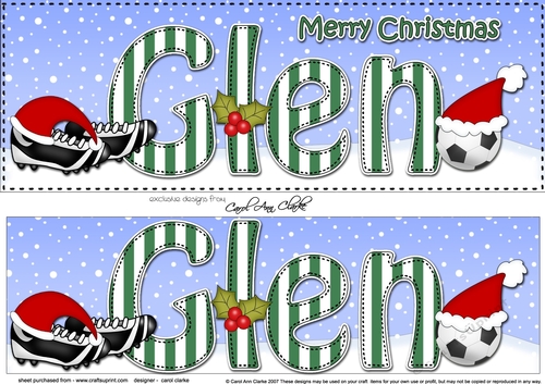 Large DL Merry Christmas GLEN 3D decoupage 