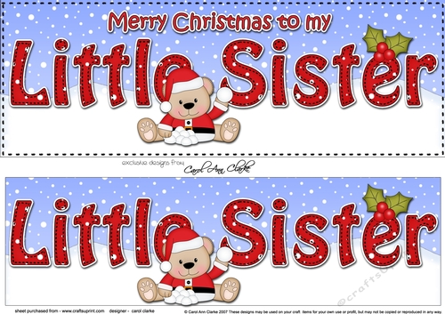 Large DL Merry Christmas to my LITTLE SISTER 3D decoupage 