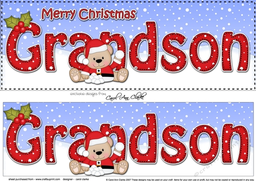 Large DL Merry Christmas GRANDSON 3D decoupage 