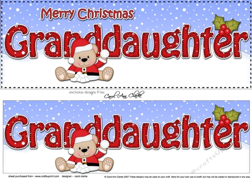 Large DL Merry Christmas GRANDDAUGHTER 3D decoupage 