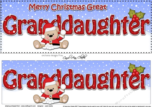 Large DL Merry Christmas GREAT GRANDDAUGHTER 3D decoupage 
