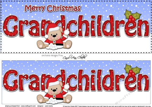 Large DL Merry Christmas GRANDCHILDREN 3D decoupage 
