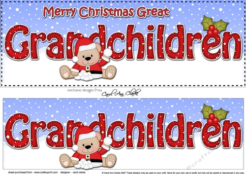 Large DL Merry Christmas GREAT GRANDCHILDREN 3D decoupage 