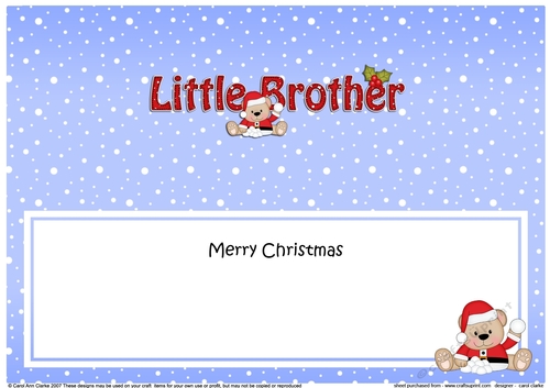 Large DL Merry Christmas LITTLE BROTHER insert