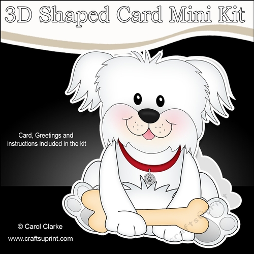 3D Shaped Card  Kit - Little Bichon Frise Dog Maxie