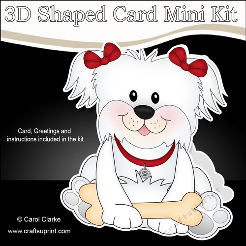 3D Shaped Card  Kit - Little Bichon Frise Dog ZuZu