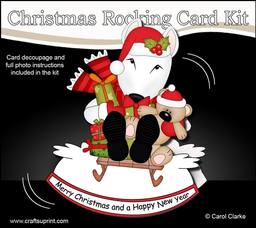 3D Shaped Rocking Christmas Card Mini Kit - Little English Bull Terrier Dog