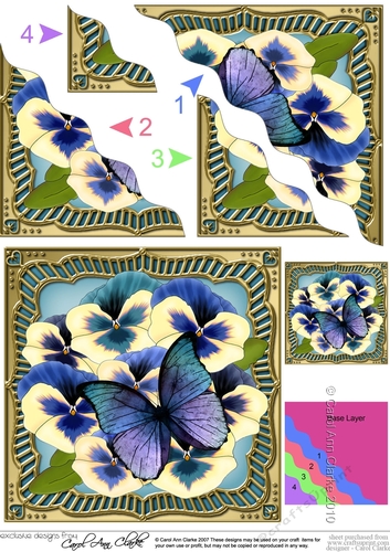 Flowers & Butterfly in a Gold Frame Wavey Corner Stacker