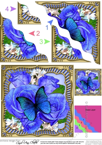 Flowers & Butterfly in a Gold Frame Wavey Corner Stacker