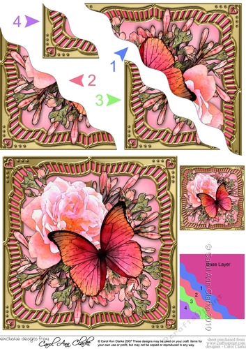 Flowers & Butterfly in a Gold Frame Wavey Corner Stacker