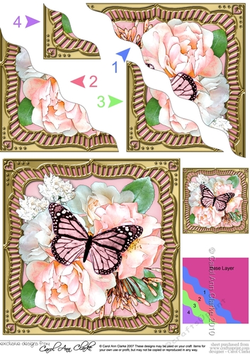 Flowers & Butterfly in a Gold Frame Wavey Corner Stacker