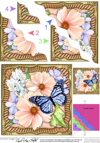 Flowers & Butterfly in a Gold Frame Wavey Corner Stacker