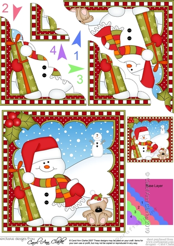 Christmas Scalloped Corner Stacker Snowman Oli