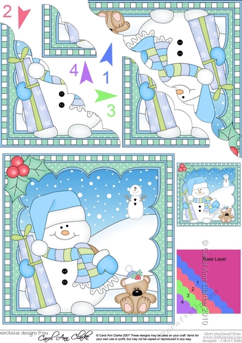 Christmas Scalloped Corner Stacker Snowman Oli
