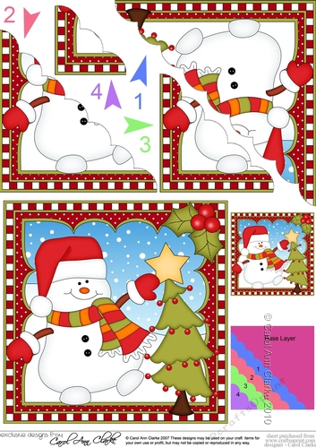 Christmas Scalloped Corner Stacker Snowman Oli