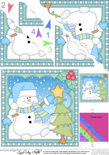 Christmas Scalloped Corner Stacker Snowman Oli