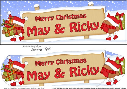 Large DL Merry Christmas MAY & RICKY 3D decoupage 
