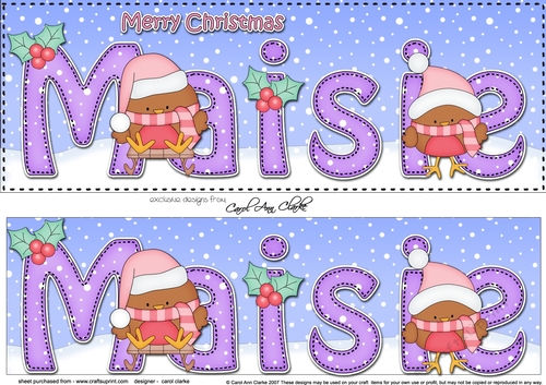 Large DL Merry Christmas MAISIE 3D decoupage 
