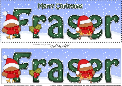Large DL Merry Christmas FRASER 3D decoupage 