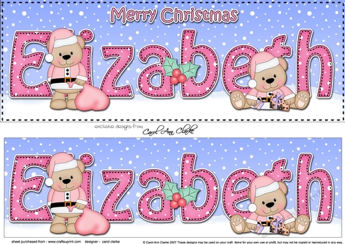Large DL Merry Christmas ELIZABETH 3D decoupage 