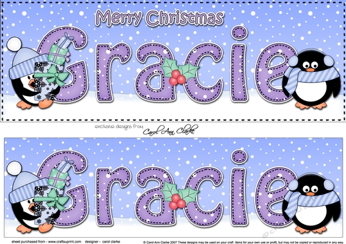 Large DL Merry Christmas GRACIE 3D decoupage 