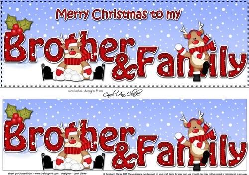 Large DL Merry Christmas to my BROTHER & FAMILY 3D decoupage with Rudolph