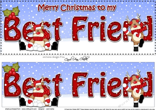 Large DL Merry Christmas to my BEST FRIEND 3D decoupage with Rudolph