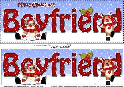 Large DL Merry Christmas BOYFRIEND 3D decoupage with Rudolph
