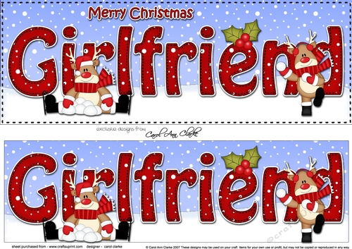 Large DL Merry Christmas GIRLFRIEND 3D decoupage with Rudolph