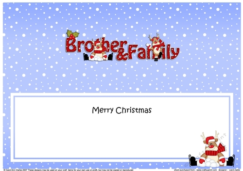 Large DL Merry Christmas to my BROTHER & FAMILY insert with Rudolph