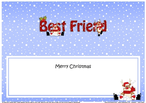 Large DL Merry Christmas BEST FRIEND insert with Rudolph