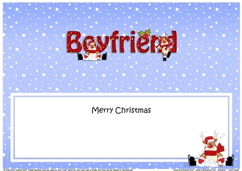 Large DL Merry Christmas BOYFRIEND insert with Rudolph