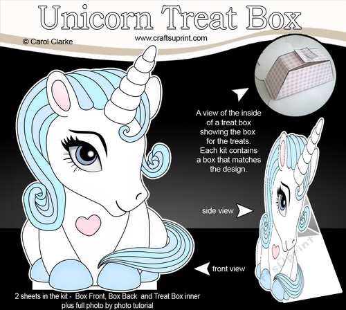 3D Cute Treat Box Gift Set Mini Kit - Cute Little Unicorn Blueberry