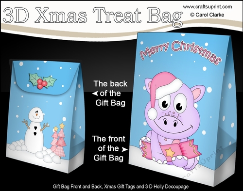 3D Christmas Gift Bag Mini Kit - Cute Little Dinosaur