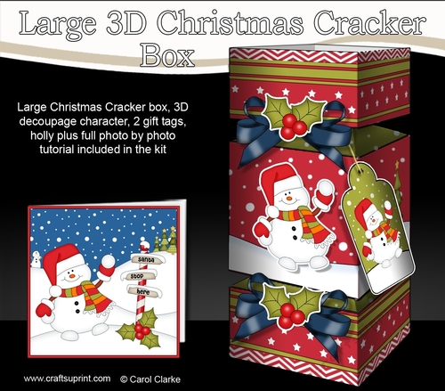 3D Large Christmas Cracker Box -  Snowman Oli is Snowballing