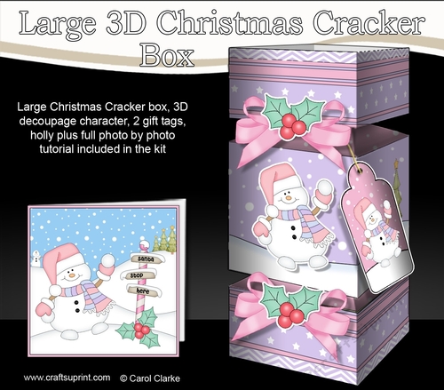 3D Large Christmas Cracker Box -  Snowman Oli is Snowballing