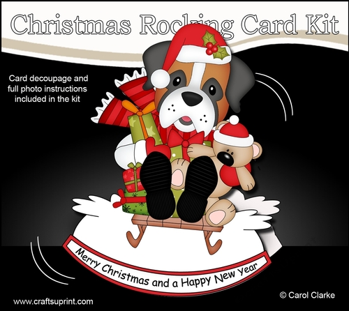 3D Shaped Rocking Christmas Card Mini Kit - Little Boxer Dog