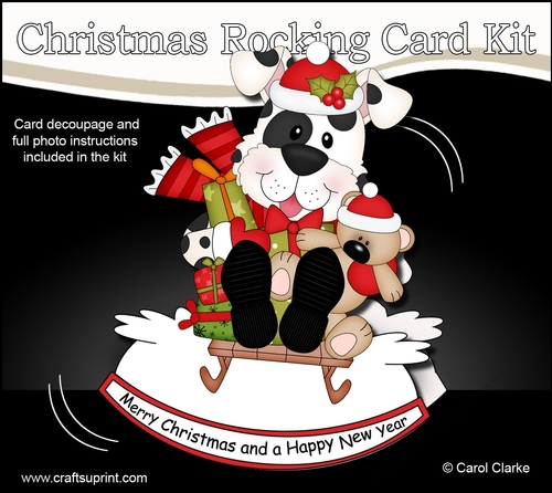 3D Shaped Rocking Christmas Card Mini Kit - Little Spotty Dog