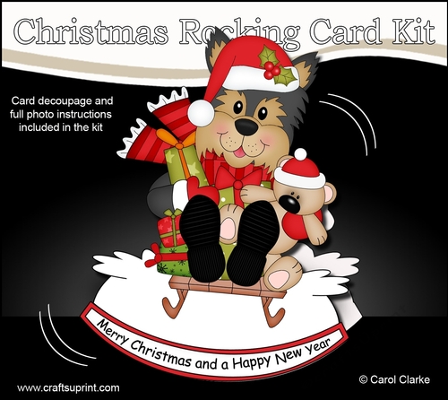 3D Shaped Rocking Christmas Card Mini Kit - Little Yorkie Dog