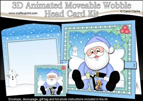 3D Animated Christmas Moveable Wobble Head Card - Santa has lots of Presents