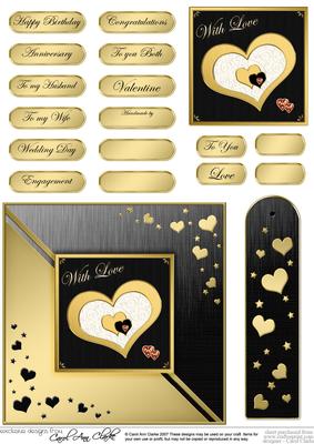 Elegant Hearts Quick Card with Greetings