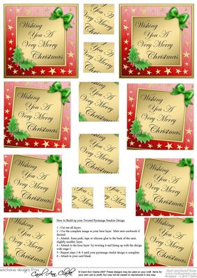 Elegant Christmas Greeting Twisted Pyramage Sheet
