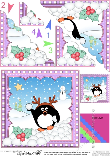 Christmas Penguin Scalloped Corner Stacker