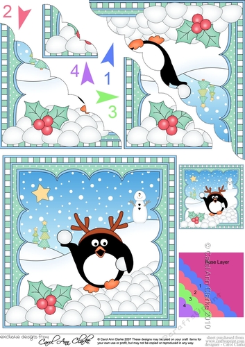 Christmas Penguin Scalloped Corner Stacker