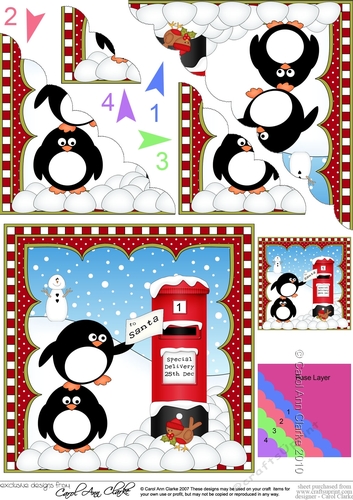 Christmas Penguin Scalloped Corner Stacker