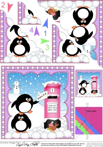 Christmas Penguin Scalloped Corner Stacker