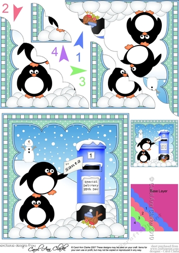 Christmas Penguin Scalloped Corner Stacker