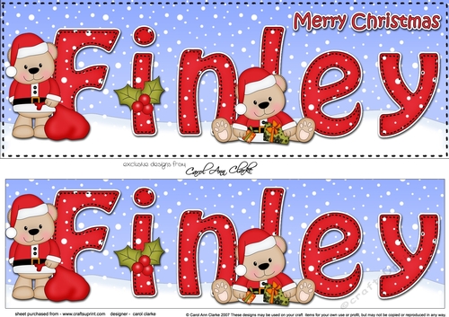 Large DL Merry Christmas FINLEY 3D decoupage 